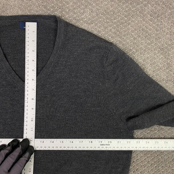 Brooks Brothers 346 Merino Wool Blend Sweater Men's Large Gray V-Neck Stretch - Picture 5 of 7